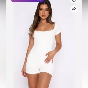 White Fox Places To Be Playsuit in White Size Small Ribbed